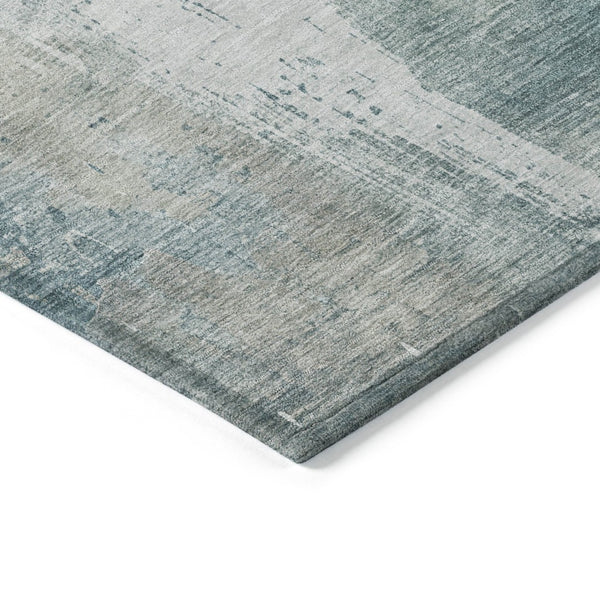 HomeRoots 9' X 12' Contemporary Turquoise & Ivory Abstract Area Rug - Durable, Washable for Indoor/Outdoor Use 616206