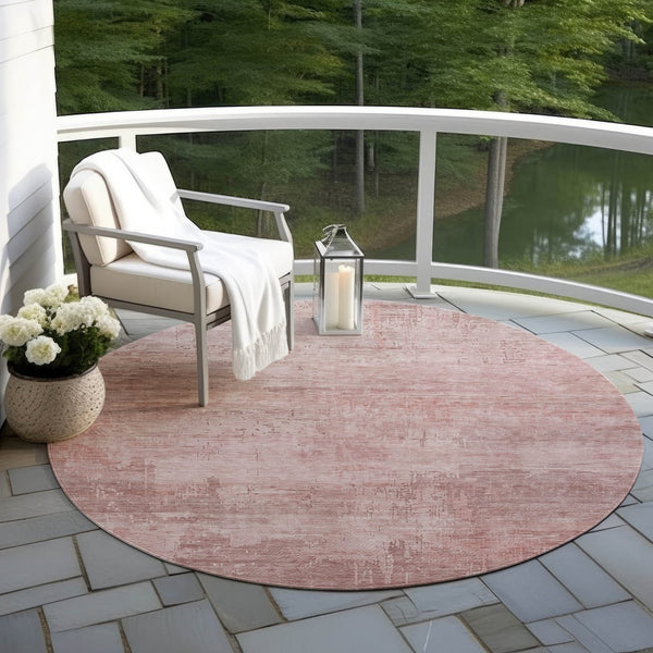 HomeRoots 5' Abstract Blush and Pink Washable Area Rug – Stylish, Durable, Indoor/Outdoor Solution for Any Space 8' Round 616222