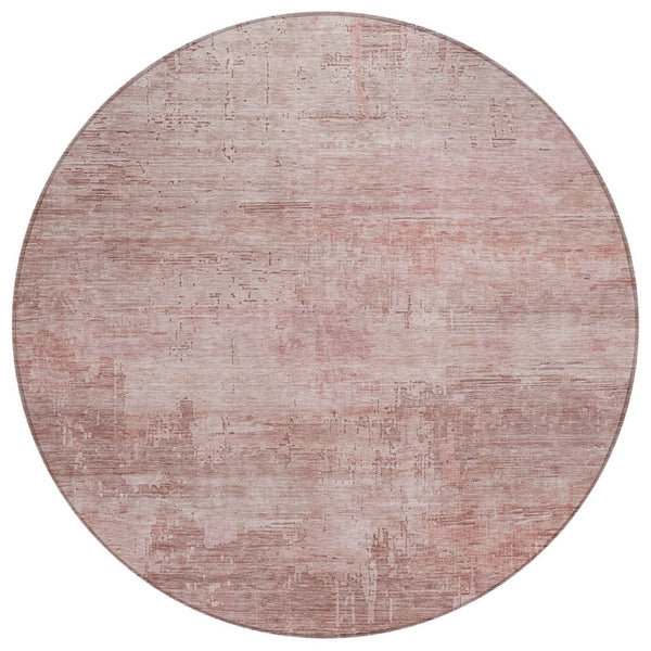 HomeRoots 5' Abstract Blush and Pink Washable Area Rug – Stylish, Durable, Indoor/Outdoor Solution for Any Space 8' Round 616222