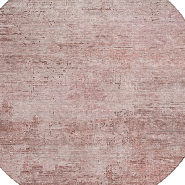 HomeRoots 5' Abstract Blush and Pink Washable Area Rug – Stylish, Durable, Indoor/Outdoor Solution for Any Space 8' Round 616222