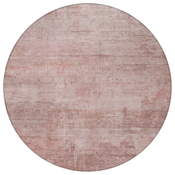 HomeRoots 5' Abstract Blush and Pink Washable Area Rug – Stylish, Durable, Indoor/Outdoor Solution for Any Space 8' Round 616222