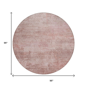 HomeRoots 5' Abstract Blush and Pink Washable Area Rug – Stylish, Durable, Indoor/Outdoor Solution for Any Space 8' Round 616222