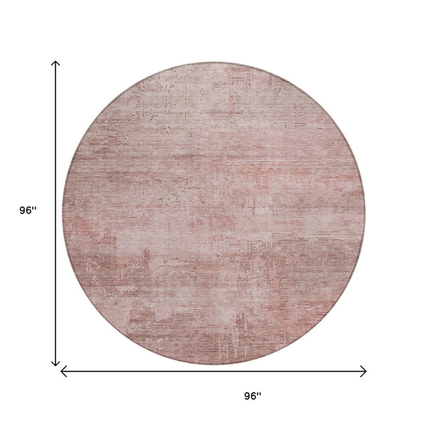 HomeRoots 5' Abstract Blush and Pink Washable Area Rug – Stylish, Durable, Indoor/Outdoor Solution for Any Space 8' Round 616222