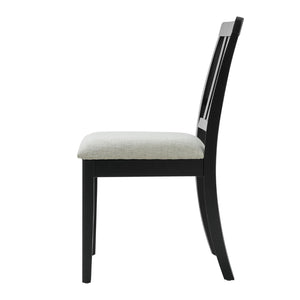 English Elm 2-piece Scandinavian Rubberwood Dining Chair Set with Curved Backrest and Padded Fabric Seat Black N752P405934B