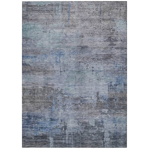 HomeRoots 5' Gray and Blue Abstract Washable Area Rug - Versatile Indoor/Outdoor Design for Modern Spaces 5' X 8' 616233