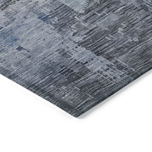 HomeRoots 5' Gray and Blue Abstract Washable Area Rug - Versatile Indoor/Outdoor Design for Modern Spaces 5' X 8' 616233