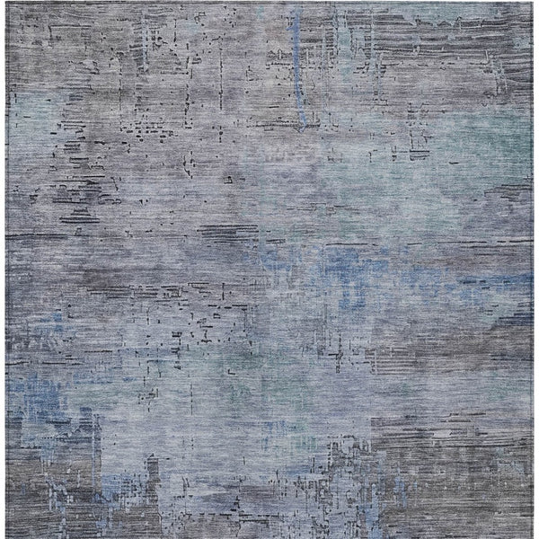 HomeRoots 5' Gray and Blue Abstract Washable Area Rug - Versatile Indoor/Outdoor Design for Modern Spaces 5' X 8' 616233