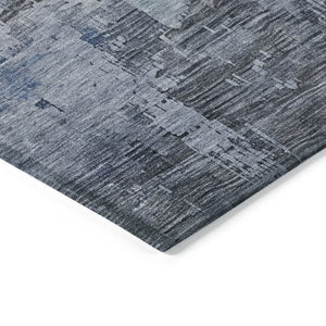 HomeRoots 5' Gray and Blue Abstract Washable Area Rug - Versatile Indoor/Outdoor Design for Modern Spaces 8' X 10' 616235