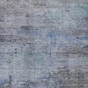 HomeRoots 5' Gray and Blue Abstract Washable Area Rug - Versatile Indoor/Outdoor Design for Modern Spaces 10' X 14' 616237