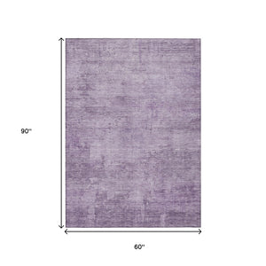 HomeRoots 5' Modern Lavender and Plum Abstract Rug - Durable, Washable Indoor/Outdoor Comfort for Any Space 5' X 8' 616239