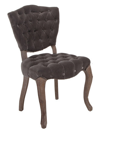 English Elm Christopher Knight Home® - KD Oakdale Tufted Dining Chair Set of 2 with Carved Weathered Wood Legs, Plush Upholstery & Traditional Charm Charcoal 61624.00CHAR