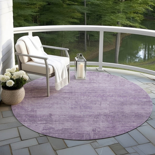 HomeRoots 5' Modern Lavender and Plum Abstract Rug - Durable, Washable Indoor/Outdoor Comfort for Any Space 8' Round 616240