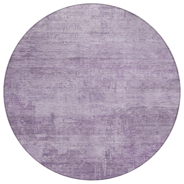 HomeRoots 5' Modern Lavender and Plum Abstract Rug - Durable, Washable Indoor/Outdoor Comfort for Any Space 8' Round 616240
