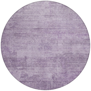 HomeRoots 5' Modern Lavender and Plum Abstract Rug - Durable, Washable Indoor/Outdoor Comfort for Any Space 8' Round 616240