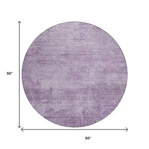HomeRoots 5' Modern Lavender and Plum Abstract Rug - Durable, Washable Indoor/Outdoor Comfort for Any Space 8' Round 616240