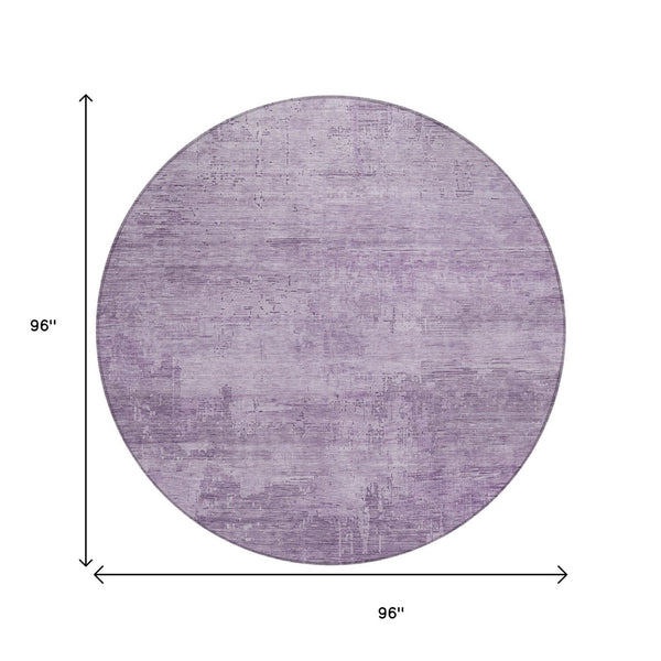 HomeRoots 5' Modern Lavender and Plum Abstract Rug - Durable, Washable Indoor/Outdoor Comfort for Any Space 8' Round 616240