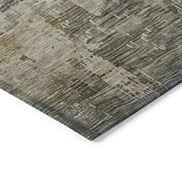 HomeRoots 5' Elegant Pewter & Wheat Abstract Area Rug - Washable, Durable, Perfect for Indoor/Outdoor Use 5' X 8' 616245