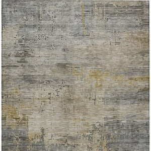 HomeRoots 5' Elegant Pewter & Wheat Abstract Area Rug - Washable, Durable, Perfect for Indoor/Outdoor Use 8' X 10' 616247