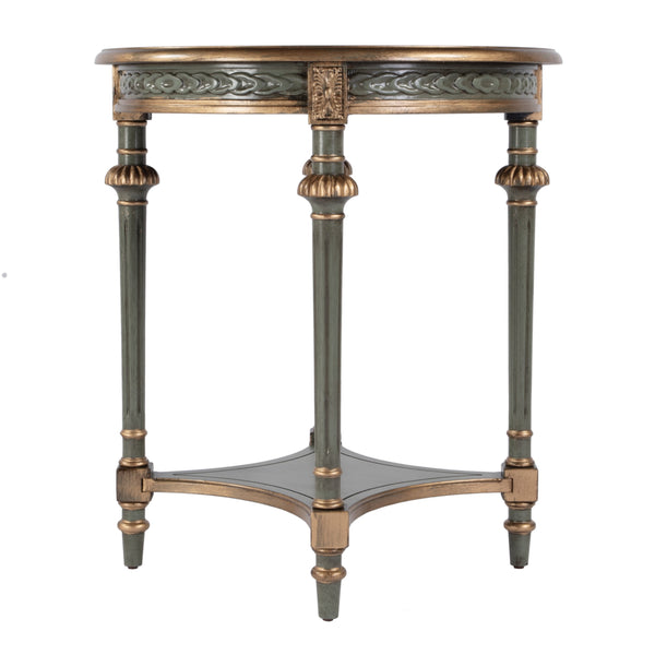 Butler Specialty Company Hellinger Round Wood End Table With Open Shelf For Elegant Home Décor Pastel Green Rubberwood,Cherry Veneer,Mdf 6162482-butler