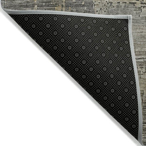 HomeRoots 5' Elegant Pewter & Wheat Abstract Area Rug - Washable, Durable, Perfect for Indoor/Outdoor Use 9' X 12' 616248