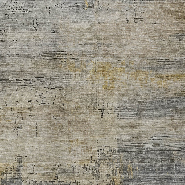 HomeRoots 5' Elegant Pewter & Wheat Abstract Area Rug - Washable, Durable, Perfect for Indoor/Outdoor Use 9' X 12' 616248
