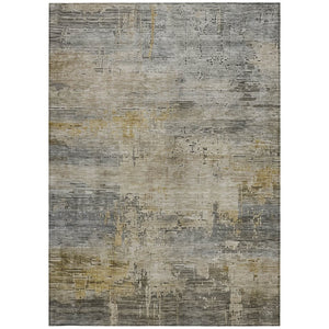 HomeRoots 5' Elegant Pewter & Wheat Abstract Area Rug - Washable, Durable, Perfect for Indoor/Outdoor Use 10' X 14' 616249