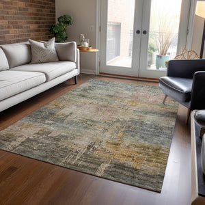 HomeRoots 5' Abstract Sage and Beige Washable Area Rug - Durable, Stylish, Perfect for Indoor and Outdoor Spaces 5' X 8' 616251