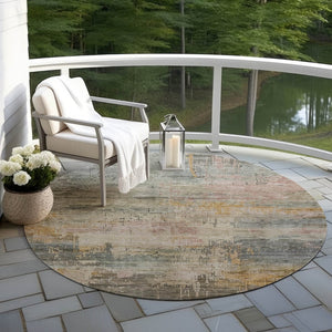 HomeRoots 5' Abstract Sage and Beige Washable Area Rug - Durable, Stylish, Perfect for Indoor and Outdoor Spaces 8' Round 616252