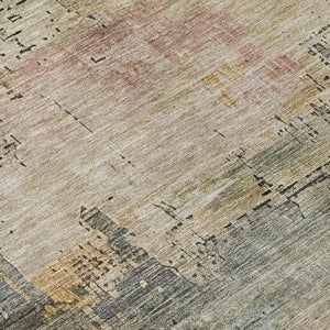 HomeRoots 5' Abstract Sage and Beige Washable Area Rug - Durable, Stylish, Perfect for Indoor and Outdoor Spaces 8' Round 616252