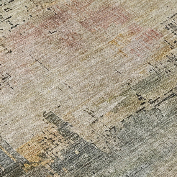 HomeRoots 5' Abstract Sage and Beige Washable Area Rug - Durable, Stylish, Perfect for Indoor and Outdoor Spaces 8' Round 616252