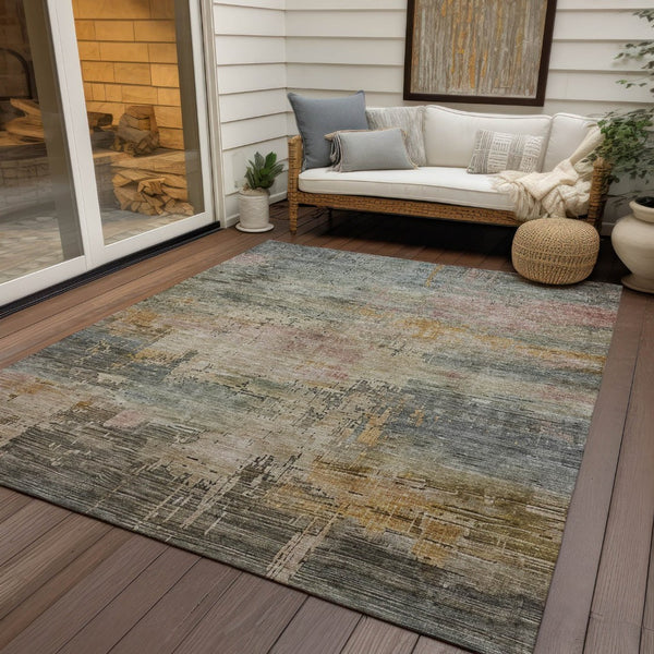 HomeRoots 5' Abstract Sage and Beige Washable Area Rug - Durable, Stylish, Perfect for Indoor and Outdoor Spaces 8' X 10' 616253