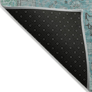 HomeRoots 5' Aqua and Teal Medallion Area Rug - Durable, Washable, Perfect for Indoor and Outdoor Spaces! 5' X 8' 616257