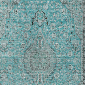 HomeRoots 5' Aqua and Teal Medallion Area Rug - Durable, Washable, Perfect for Indoor and Outdoor Spaces! 5' X 8' 616257