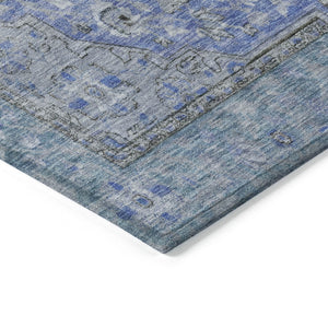 HomeRoots 5' Blue and Gray Medallion Area Rug - Durable, Washable Indoor/Outdoor Design for Versatile Spaces 8' X 10' 616265