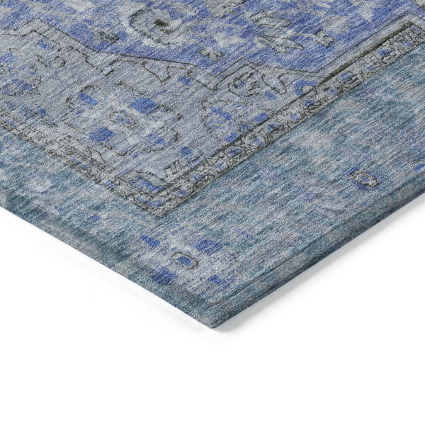 HomeRoots 5' Blue and Gray Medallion Area Rug - Durable, Washable Indoor/Outdoor Design for Versatile Spaces 8' X 10' 616265