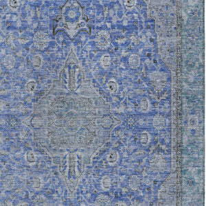 HomeRoots 5' Blue and Gray Medallion Area Rug - Durable, Washable Indoor/Outdoor Design for Versatile Spaces 8' X 10' 616265