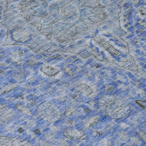 HomeRoots 5' Blue and Gray Medallion Area Rug - Durable, Washable Indoor/Outdoor Design for Versatile Spaces 8' X 10' 616265