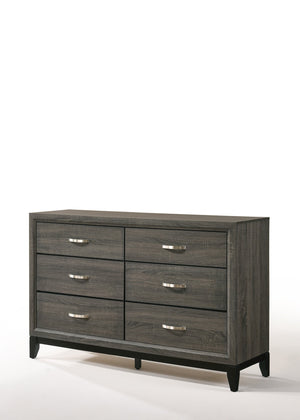 English Elm Valdemar Weathered Gray Finish Dresser with Six Smooth-Glide Dovetail Drawers and Nickel Handles Gray 60 L x 19 W x 35 H B2726P261861