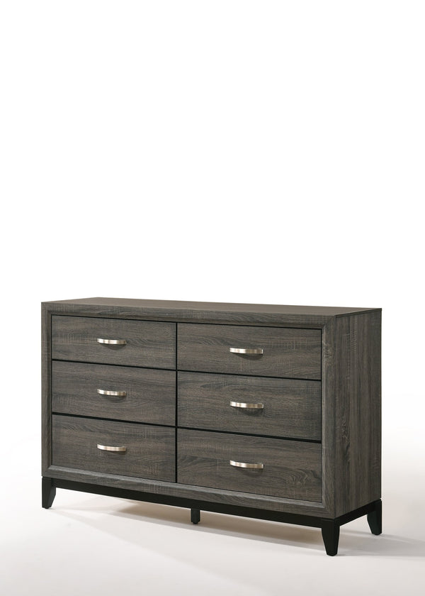 English Elm Valdemar Weathered Gray Finish Dresser with Six Smooth-Glide Dovetail Drawers and Nickel Handles Gray 60 L x 19 W x 35 H B2726P261861