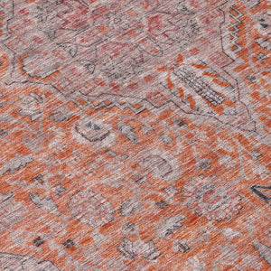 HomeRoots 5' Vibrant Orange and Red Medallion Area Rug - Durable, Washable, Perfect for Indoor and Outdoor Spaces 8' Round 616282