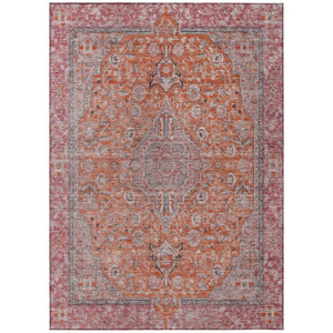 HomeRoots 5' Vibrant Orange and Red Medallion Area Rug - Durable, Washable, Perfect for Indoor and Outdoor Spaces 8' X 10' 616283