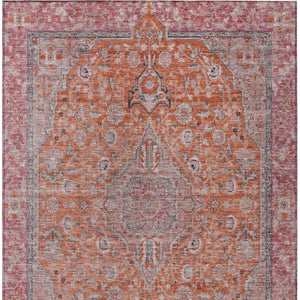 HomeRoots 5' Vibrant Orange and Red Medallion Area Rug - Durable, Washable, Perfect for Indoor and Outdoor Spaces 8' X 10' 616283