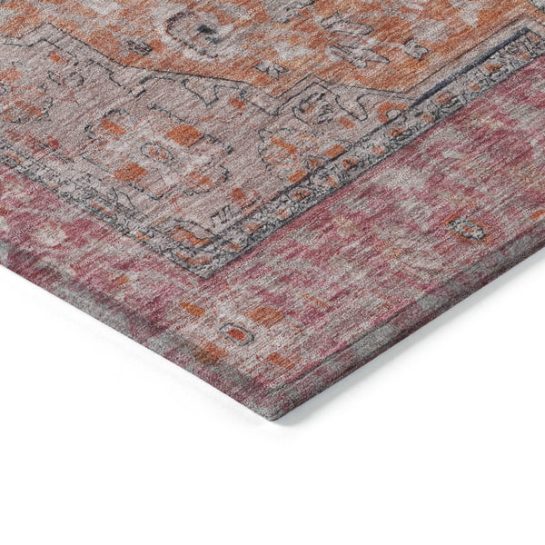 HomeRoots 5' Vibrant Orange and Red Medallion Area Rug - Durable, Washable, Perfect for Indoor and Outdoor Spaces 10' X 14' 616285