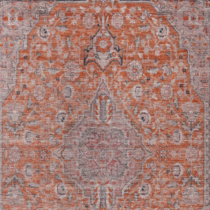HomeRoots 5' Vibrant Orange and Red Medallion Area Rug - Durable, Washable, Perfect for Indoor and Outdoor Spaces 10' X 14' 616285