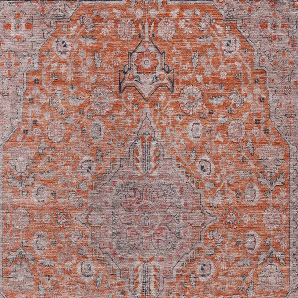 HomeRoots 5' Vibrant Orange and Red Medallion Area Rug - Durable, Washable, Perfect for Indoor and Outdoor Spaces 10' X 14' 616285
