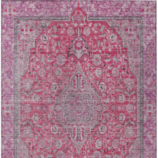 HomeRoots 5' Pink and Lavender Medallion Area Rug - Durable, Washable Design for Indoor and Outdoor Spaces 5' X 8' 616287