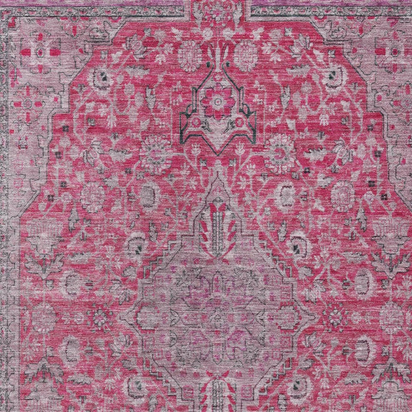 HomeRoots 5' Pink and Lavender Medallion Area Rug - Durable, Washable Design for Indoor and Outdoor Spaces 5' X 8' 616287