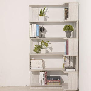 English Elm 90cm L-shaped Corner Bookcase Five Tier Mdf Open Shelving Unit for Home Office W2899P444152