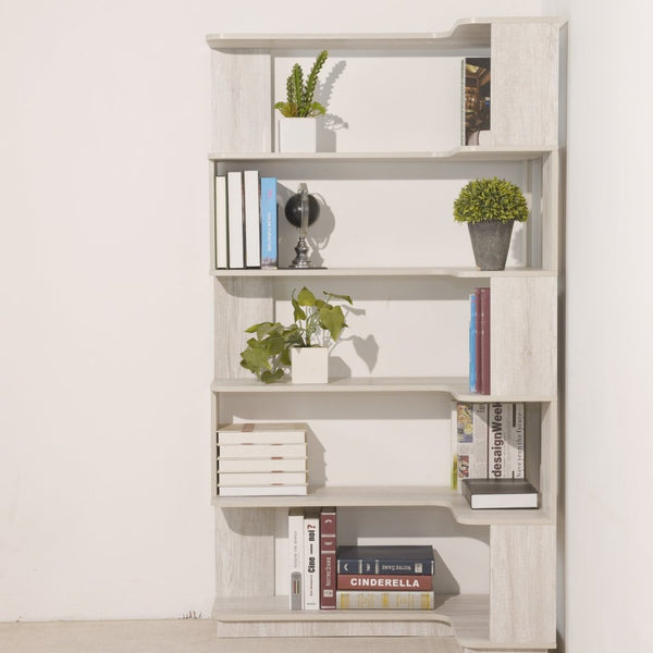 English Elm 90cm L-shaped Corner Bookcase Five Tier Mdf Open Shelving Unit for Home Office W2899P444152