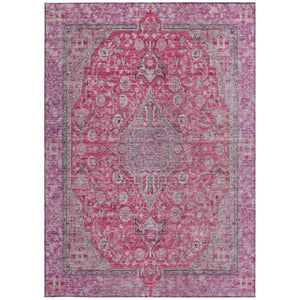 HomeRoots 5' Pink and Lavender Medallion Area Rug - Durable, Washable Design for Indoor and Outdoor Spaces 8' X 10' 616289